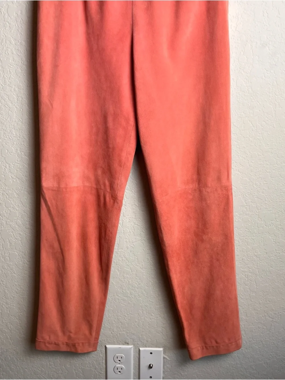 Chanel Vintage 1999 Salmon Pink Suede Goat Skin Pants FR 40 Rare